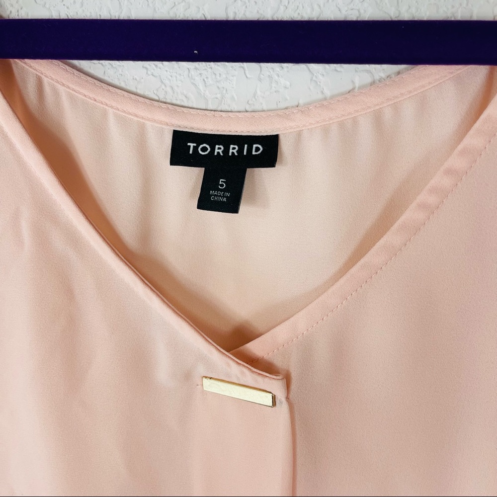 Torrid Peach Pleated Georgette Sleeveless Blouse Tank Top Plus Size 5X - Picture 6 of 13